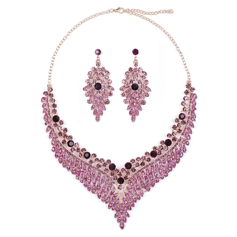 Retro style exquisite design banquet dress colorful oil dripping necklace set