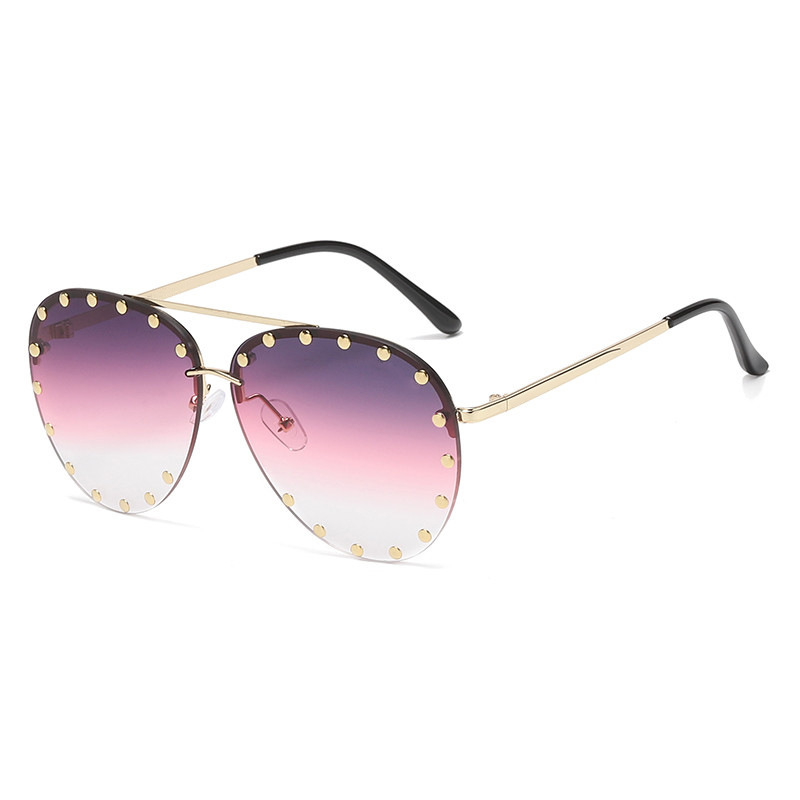 Xiaoxiang vintage double bridge rivet cut edge sunglasses