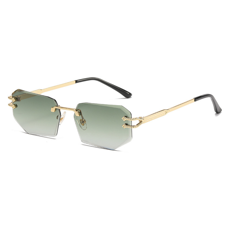 Snake-shaped metal personalized cut-edge sunglasses fashionable rimless glasses