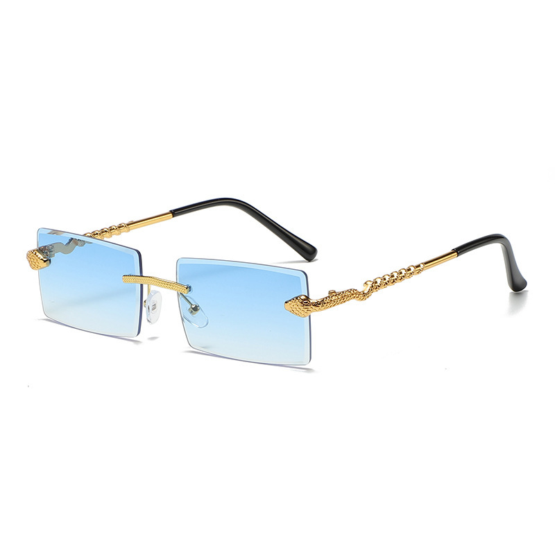 Snake-shaped metal cut-edge sunglasses square cut-edge men's and women's trendy sunglasses