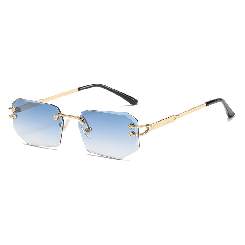 Snake-shaped metal personalized cut-edge sunglasses fashionable rimless glasses