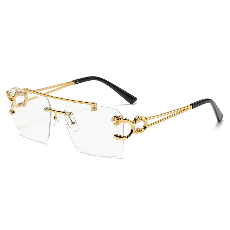 Double beam cut edge leopard head sunglasses trendy wear sunglasses
