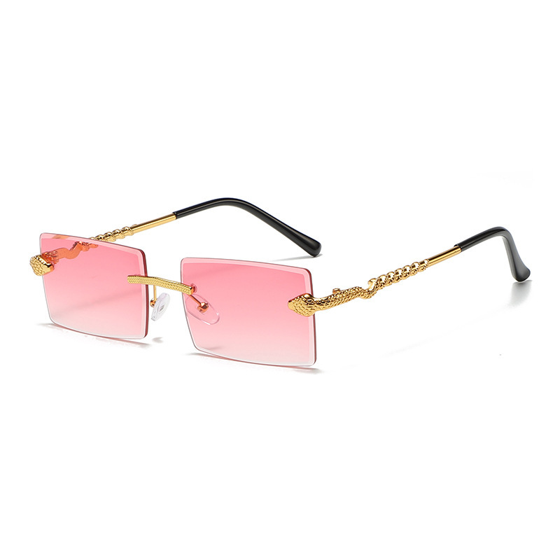 Snake-shaped metal cut-edge sunglasses square cut-edge men's and women's trendy sunglasses