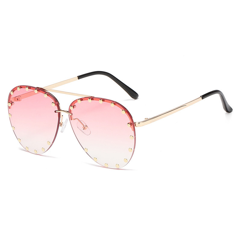 Xiaoxiang vintage double bridge rivet cut edge sunglasses
